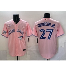 Men Toronto Blue Jays 27 Vladimir Guerrero Jr Pink 50 Seasons Patch Stitched Baseball Jersey Men Toronto Blue Jays 27 Vladimir Guerrero Jr Pink 50 Seasons Patch Stitched Baseball Jersey