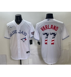 Men Toronto Blue Jays 77 Louis Varland White 2026 USA 250 Fourth of July Stitched Baseball Jersey Men Toronto Blue Jays 77 Louis Varland White 2026 USA 250 Fourth of July Stitched Baseball Jersey