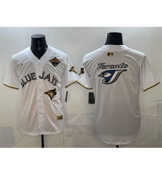 Men Toronto Blue Jays Team Big Logo Black Gold 2025 American League Champions Limited Stitched Baseball Jersey 2