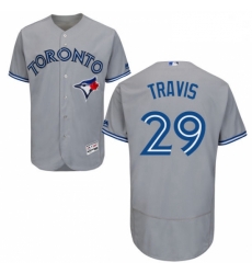 Mens Majestic Toronto Blue Jays 29 Devon Travis Grey Road Flex Base Authentic Collection MLB Jersey