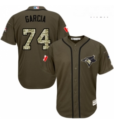 Mens Majestic Toronto Blue Jays 74 Jaime Garcia Authentic Green Salute to Service MLB Jersey 