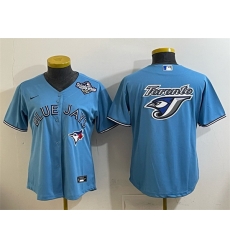 Women Toronto Blue Jays Team Big Logo Blue 2025 World Series Cool Base Stitched Baseball Jersey 