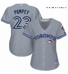 Womens Majestic Toronto Blue Jays 23 Dalton Pompey Replica Grey Road MLB Jersey