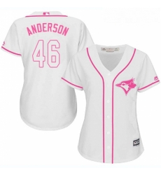 Womens Majestic Toronto Blue Jays 46 Brett Anderson Authentic White Fashion Cool Base MLB Jersey 