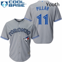 Youth Majestic Toronto Blue Jays 11 Kevin Pillar Authentic Grey Road MLB Jersey