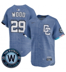 Men Washington Nationals 29 James Wood Blue 2025 City Connect Limited Stitched Baseball Jersey
