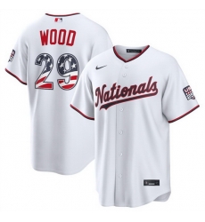 Men Washington Nationals  29 James Wood White USA 250 Fourth of July Home Stitched Baseball Jersey