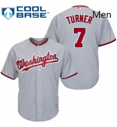 Mens Majestic Washington Nationals 7 Trea Turner Replica Grey Road Cool Base MLB Jersey