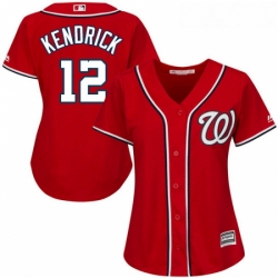 Womens Majestic Washington Nationals 12 Howie Kendrick Replica Navy Blue Alternate 2 Cool Base MLB Jersey 