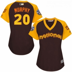 Womens Majestic Washington Nationals 20 Daniel Murphy Authentic Brown 2016 All Star National League BP Cool Base MLB Jersey