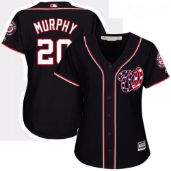 Womens Majestic Washington Nationals 20 Daniel Murphy Replica Navy Blue Alternate 2 Cool Base MLB Jersey