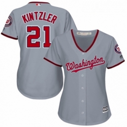 Womens Majestic Washington Nationals 21 Brandon Kintzler Authentic Grey Road Cool Base MLB Jersey 