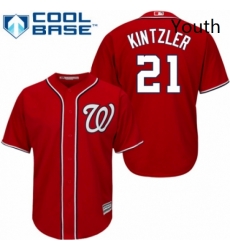 Youth Majestic Washington Nationals 21 Brandon Kintzler Replica Red Alternate 1 Cool Base MLB Jersey 