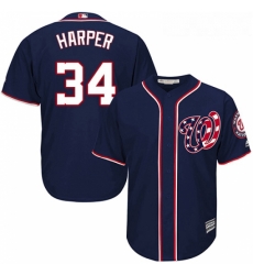 Youth Majestic Washington Nationals 34 Bryce Harper Replica Navy Blue Alternate 2 Cool Base MLB Jersey