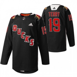 Men Anaheim Ducks 19 Troy Terry 2022 Black Angels Night Stitched jersey