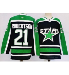 Men Dallas Stars 21 Jason Robertson Black 2024 25 Reverse Retro Stitched Jersey