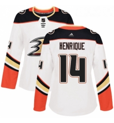 Womens Adidas Anaheim Ducks 14 Adam Henrique Authentic White Away NHL Jersey 