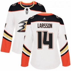 Womens Adidas Anaheim Ducks 14 Jacob Larsson Authentic White Away NHL Jersey 