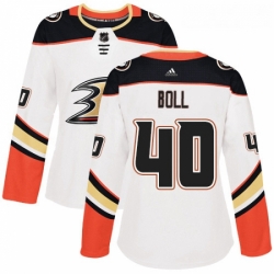 Womens Adidas Anaheim Ducks 40 Jared Boll Authentic White Away NHL Jersey 