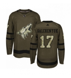 Youth Adidas Arizona Coyotes 17 Alex Galchenyuk Premier Green Salute to Service NHL Jersey 