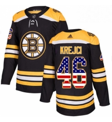 Mens Adidas Boston Bruins 46 David Krejci Authentic Black USA Flag Fashion NHL Jersey 