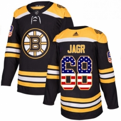 Mens Adidas Boston Bruins 68 Jaromir Jagr Authentic Black USA Flag Fashion NHL Jersey 