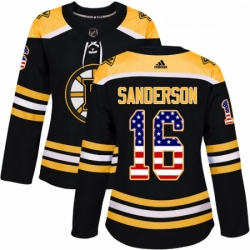 Womens Adidas Boston Bruins 16 Derek Sanderson Authentic Black USA Flag Fashion NHL Jersey 