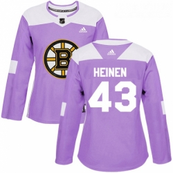 Womens Adidas Boston Bruins 43 Danton Heinen Authentic Purple Fights Cancer Practice NHL Jersey 