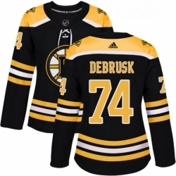 Womens Adidas Boston Bruins 74 Jake DeBrusk Premier Black Home NHL Jersey 