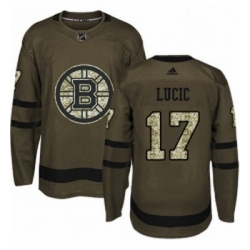 Youth Adidas Boston Bruins 17 Milan Lucic Premier Green Salute to Service NHL Jersey 