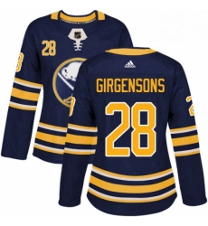 Womens Adidas Buffalo Sabres 28 Zemgus Girgensons Authentic Navy Blue Home NHL Jersey 