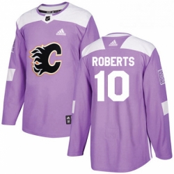 Mens Adidas Calgary Flames 10 Gary Roberts Authentic Purple Fights Cancer Practice NHL Jersey 