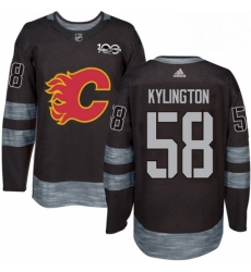 Mens Adidas Calgary Flames 58 Oliver Kylington Authentic Black 1917 2017 100th Anniversary NHL Jersey 