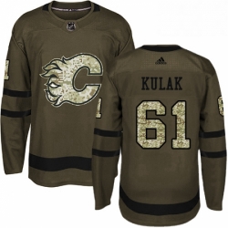 Mens Adidas Calgary Flames 61 Brett Kulak Premier Green Salute to Service NHL Jersey 