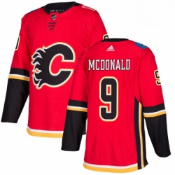 Mens Adidas Calgary Flames 9 Lanny McDonald Authentic Red Home NHL Jersey 