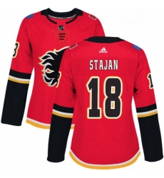 Womens Adidas Calgary Flames 18 Matt Stajan Authentic Red Home NHL Jersey 