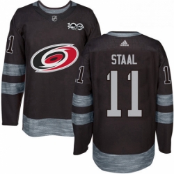 Mens Adidas Carolina Hurricanes 11 Jordan Staal Authentic Black 1917 2017 100th Anniversary NHL Jersey 