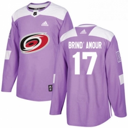Mens Adidas Carolina Hurricanes 17 Rod BrindAmour Authentic Purple Fights Cancer Practice NHL Jersey 