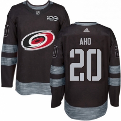 Mens Adidas Carolina Hurricanes 20 Sebastian Aho Premier Black 1917 2017 100th Anniversary NHL Jersey 