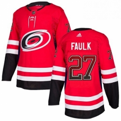 Mens Adidas Carolina Hurricanes 27 Justin Faulk Authentic Red Drift Fashion NHL Jersey 