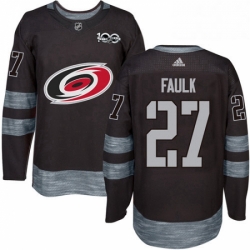 Mens Adidas Carolina Hurricanes 27 Justin Faulk Premier Black 1917 2017 100th Anniversary NHL Jersey 