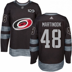 Mens Adidas Carolina Hurricanes 48 Jordan Martinook Authentic Black 1917 2017 100th Anniversary NHL Jersey 