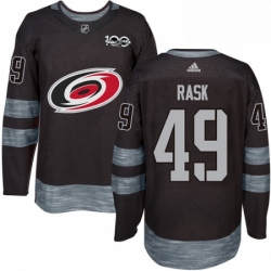 Mens Adidas Carolina Hurricanes 49 Victor Rask Authentic Black 1917 2017 100th Anniversary NHL Jersey 