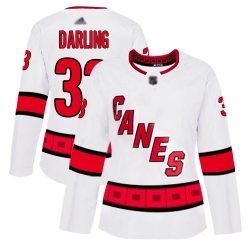 Women Hurricanes 33 Scott Darling White Road Authentic Stitched Hockey Jersey