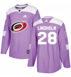 Youth Adidas Carolina Hurricanes 28 Elias Lindholm Authentic Purple Fights Cancer Practice NHL Jersey 