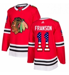 Mens Adidas Chicago Blackhawks 11 Cody Franson Authentic Red USA Flag Fashion NHL Jersey 