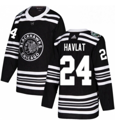 Mens Adidas Chicago Blackhawks 24 Martin Havlat Authentic Black 2019 Winter Classic NHL Jersey 