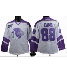 Women Chicago Blackhawks #88 Patrick Kane Fights Cancer white Jersey