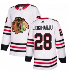 Womens Adidas Chicago Blackhawks 28 Henri Jokiharju Authentic White Away NHL Jersey 