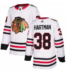 Womens Adidas Chicago Blackhawks 38 Ryan Hartman Authentic White Away NHL Jersey 